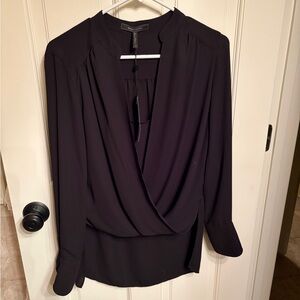 BCBGMaxAzria Draped Black Blouse